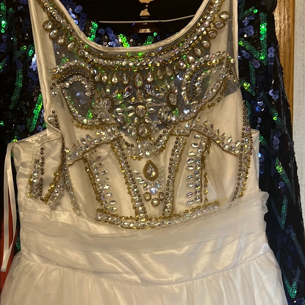 Embellished White and Silver Dress